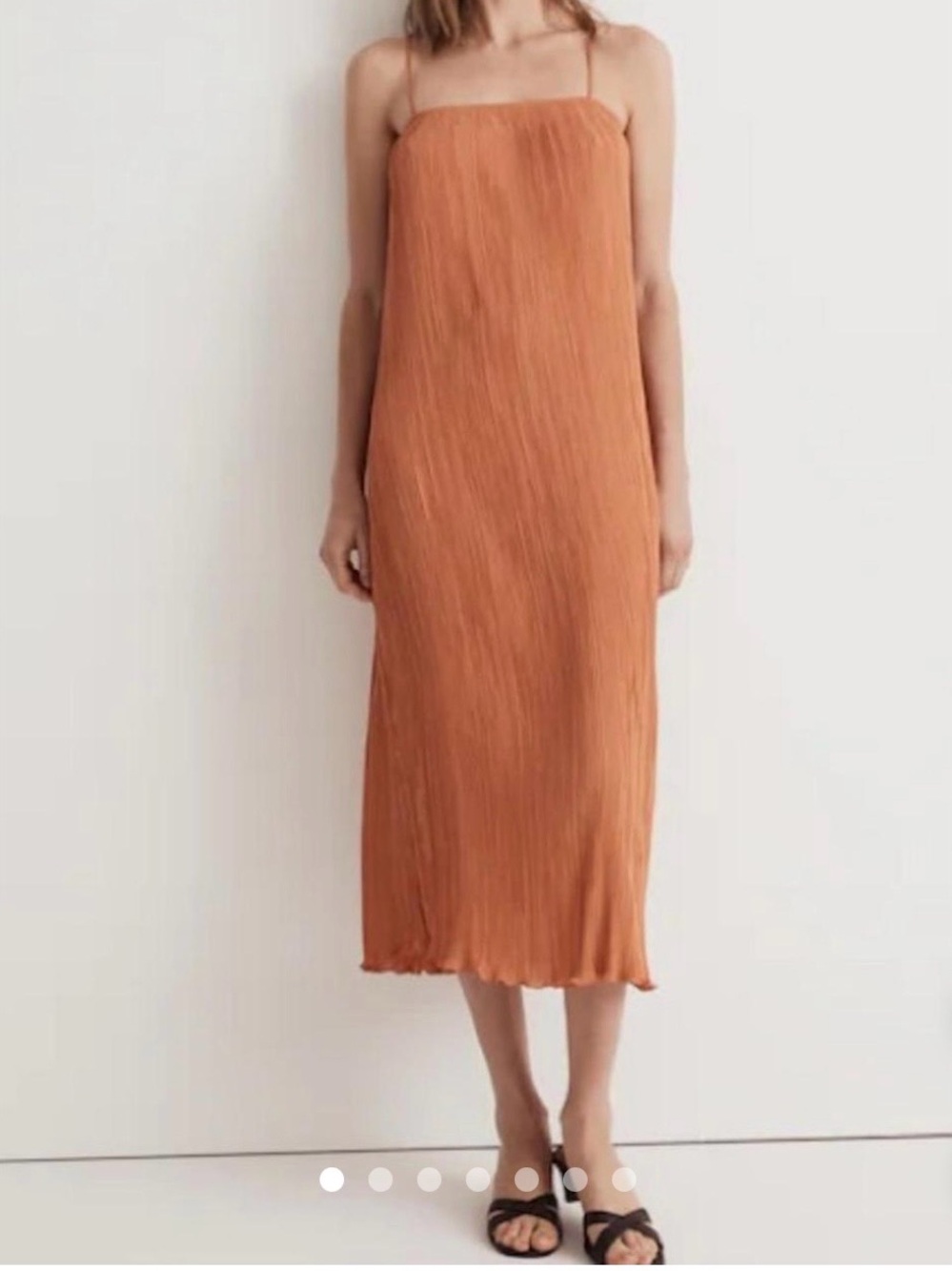 Madewell Orange Slip Midi Dress with lettuce trim